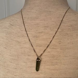 NECKLACE STERLING SILVER 925 20” BOX CHAIN ITALY GRAY CRYSTAL PENDANT